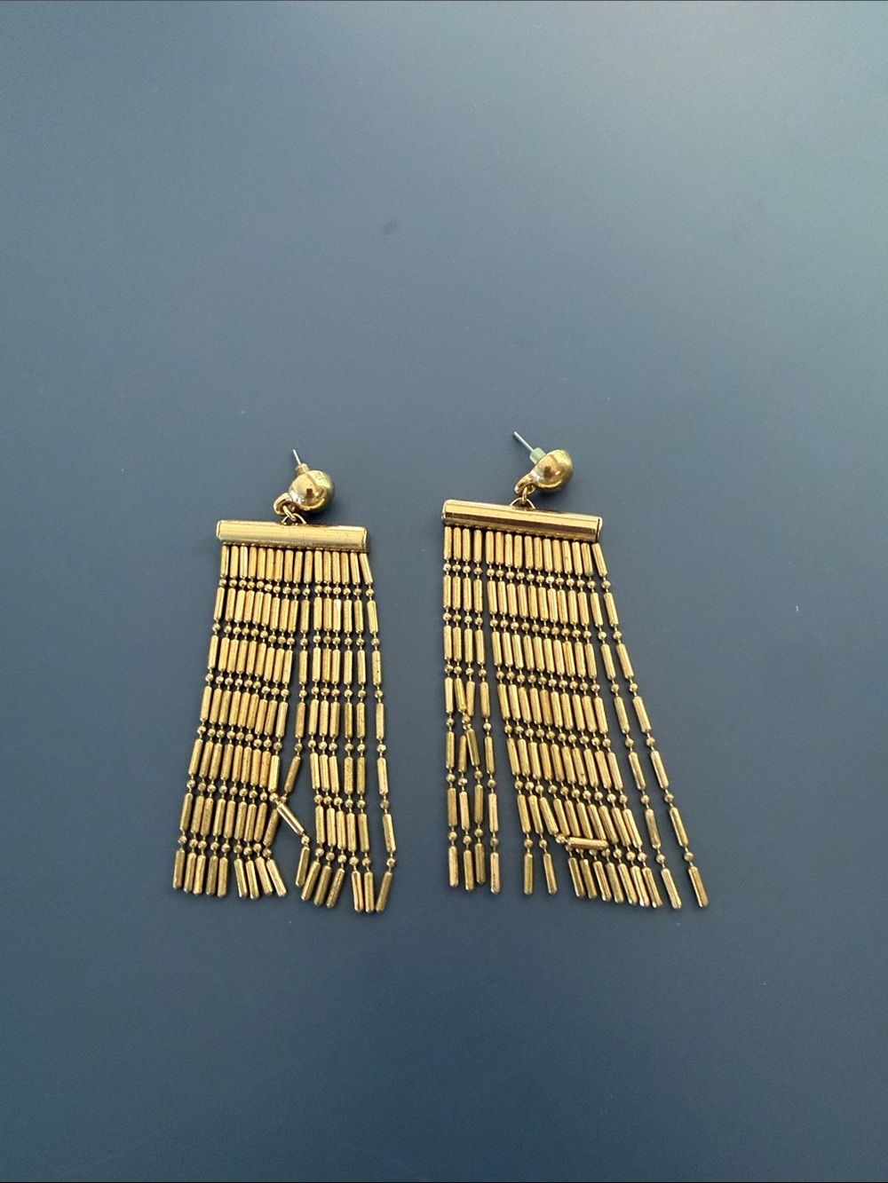 Gold Tassel Fringe Drop Earrings - Women Jewelry